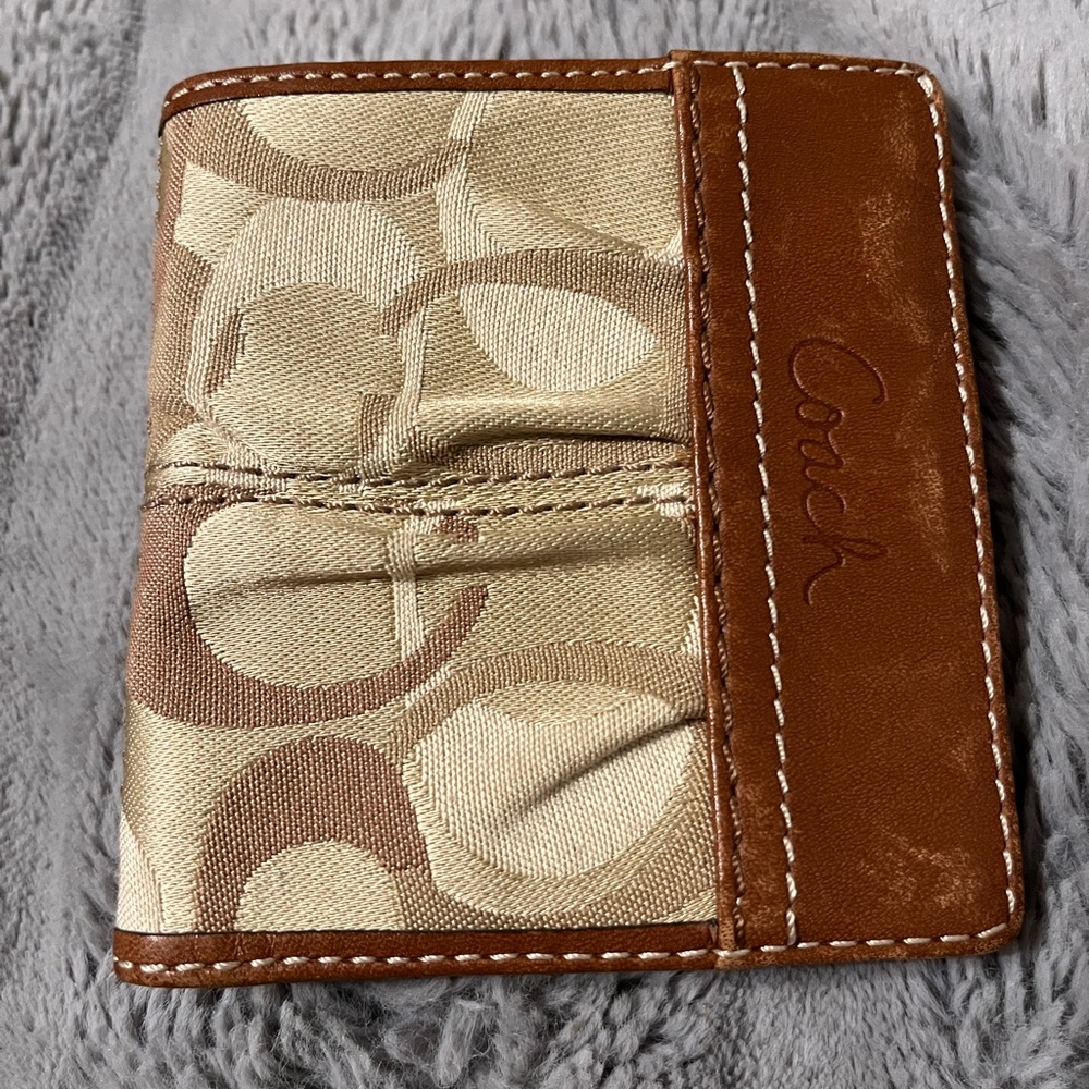 Coach Signature Beige and Brown Wallet